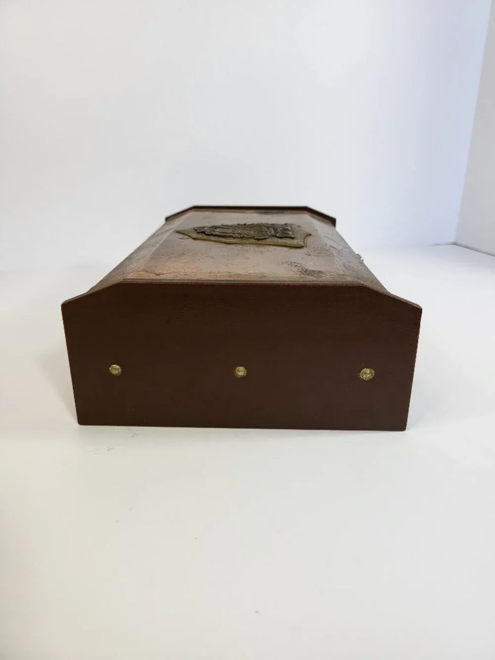 Vintage MCM Copper Clad Wood Valet Box